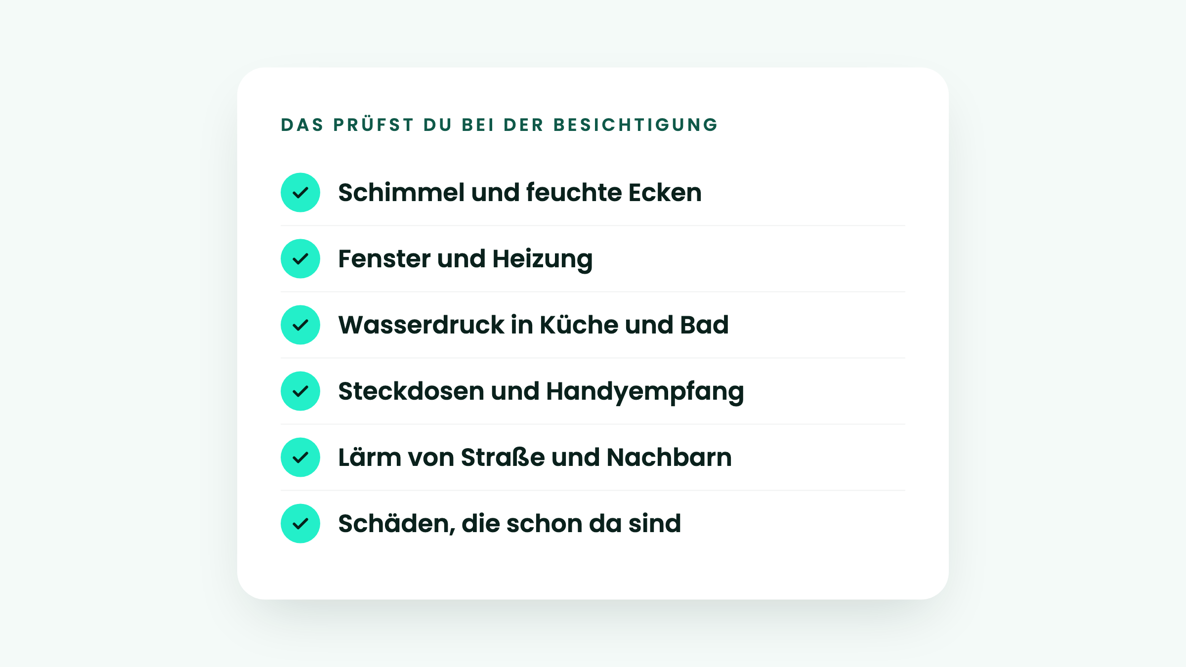 Checkliste Wohnungsbesichtigung: Schimmel, Fenster, Heizung, Wasserdruck, Steckdosen, Lärm, vorhandene Schäden